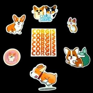 Unbranded Unisex 7pc Corgi Dog Lover Waterproof Sticker Set Multi OS